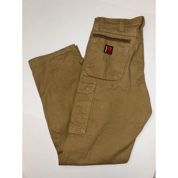 Wrangler Riggs Workwear Carpenter Ripstop Cargo Pants 34x34 Tan - Picture 1 of 6